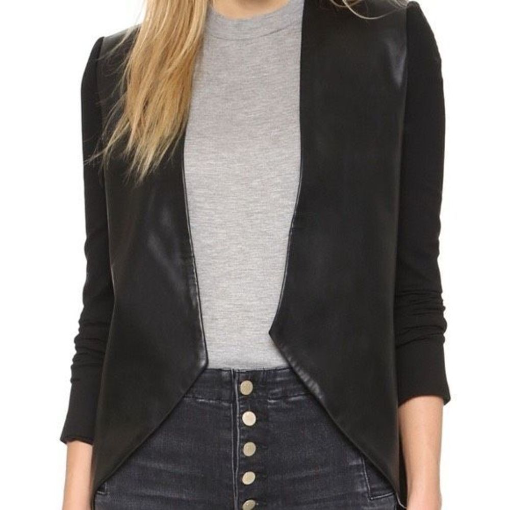 Blaque Label Sculpted Blazer Faux Leather And Knit